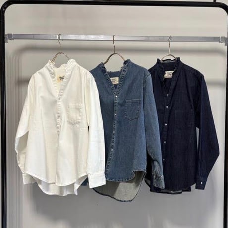 【MARGAUX VINTAGE 2027 PS】ライトオンスデニムフリルシャツ
