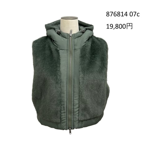 876814エコファー×中綿ドッキングショート丈ベスト