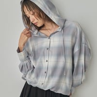 【hunch】チェック フーディシャツ
