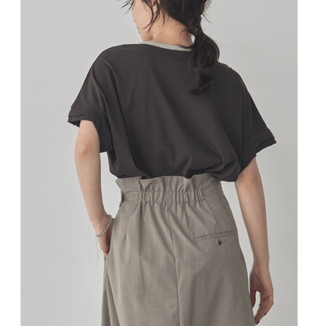 【hunch】ビンテージスラブ ネック配色ロゴTシャツ