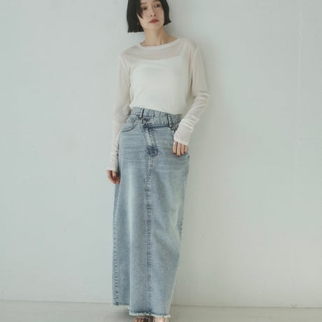 【hunch】パワーネット フロッキードットプリント クルーネックトップス
