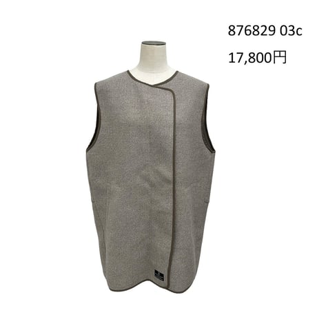 876829ウールライクツイルノーカラージレ