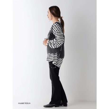 ［YENN264-81111] STRIPE FORM LONG T