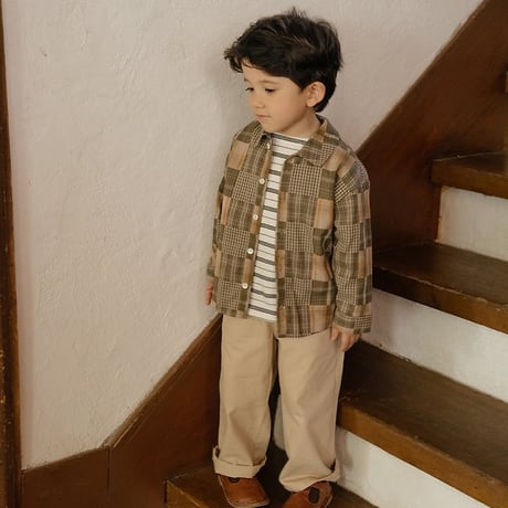 [予約] Oliver Patchwork Shirt/ OREN by Hibyebebe