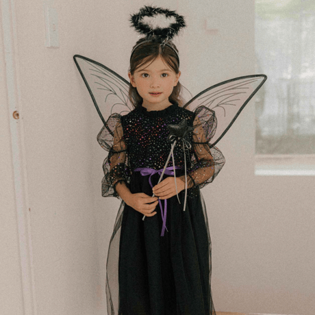 [予約] Little Angel Dress& Headband set (Black)/ Mini Recipe
