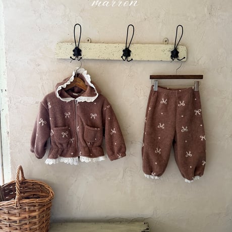 [予約] Ribbon hooded zip-up/ marron