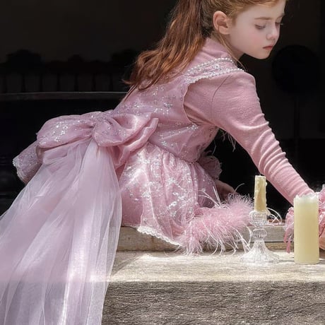 [予約] Pink Blush Feather Dress + T-shirt
