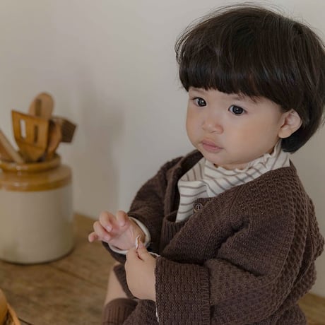 [予約]Bruno Knit Set (Cardigan + Overalls)/ OREN by Hibyebebe