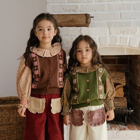[予約] Bert Fleur Knit Vest/ OREN by Hibyebebe