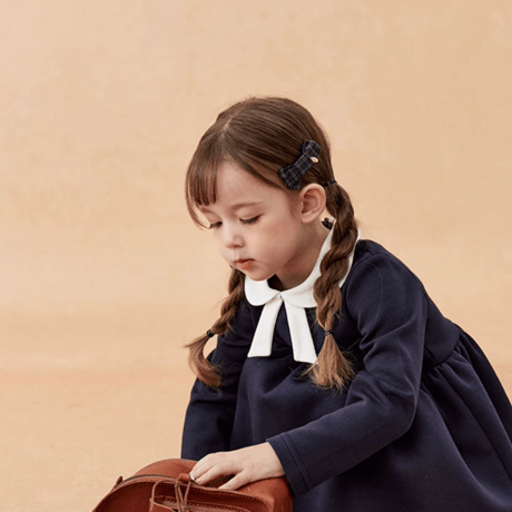 [予約] Navy Ribbon Collar Dress
