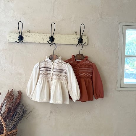 [予約] Merci Smocked Blouse/ OREN by Hibyebebe