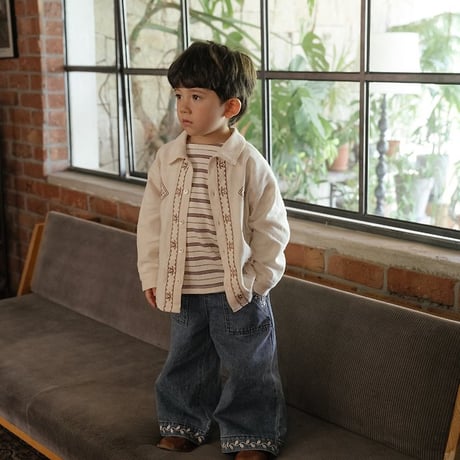 [予約] Maple Embroidery Denim Pants/ OREN by Hibyebebe