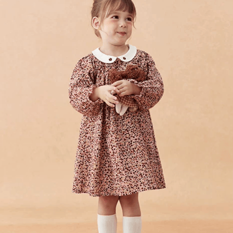 [予約] Vintage Berry Floral Dress