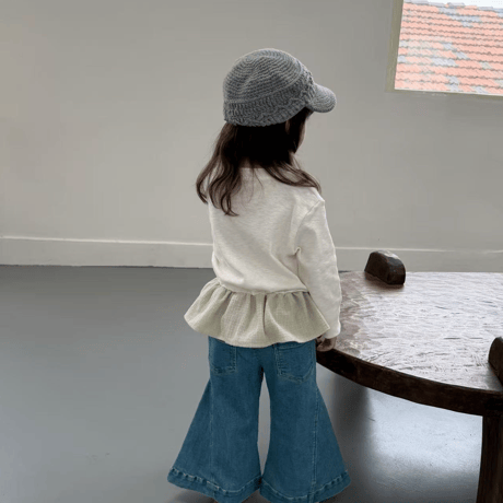 [予約] Ribbon Bootcut Denim Pants/ aiai