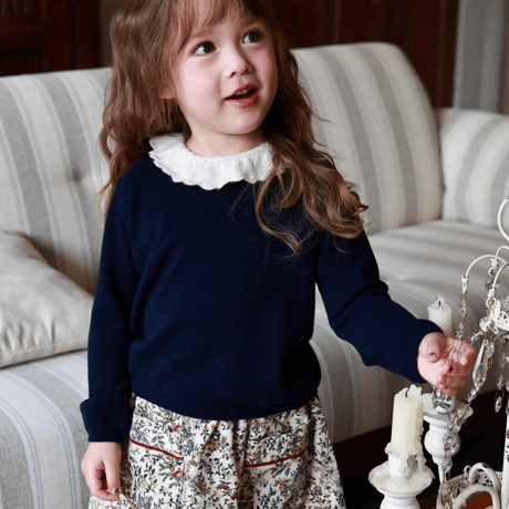 [予約] Scallop Collar Navy Top