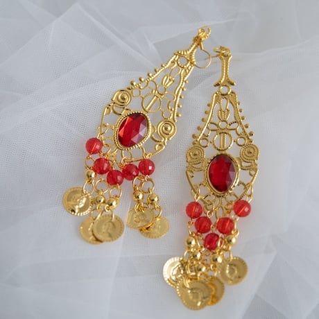 [予約]Crimson Bazaar Coin Earrings