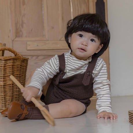 [予約]Bruno Knit Set (Cardigan + Overalls)/ OREN by Hibyebebe