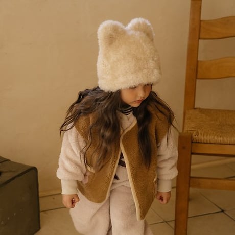 [予約]Cat Faux Fur Beanie/ OREN by Hibyebebe