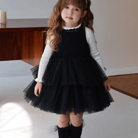 [予約] Onyx Tiered Tulle Dress