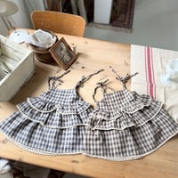 [予約] Checked Tiered Dress/ marron