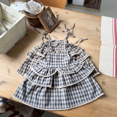 [予約] Checked Tiered Dress/ marron