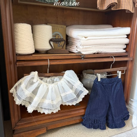 [予約] Denim Ruffle Pants/ marron