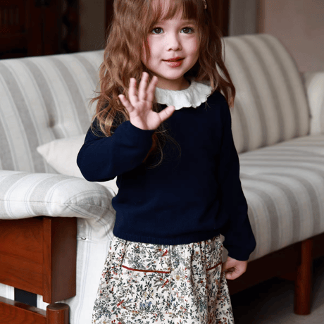 [予約] Scallop Collar Navy Top