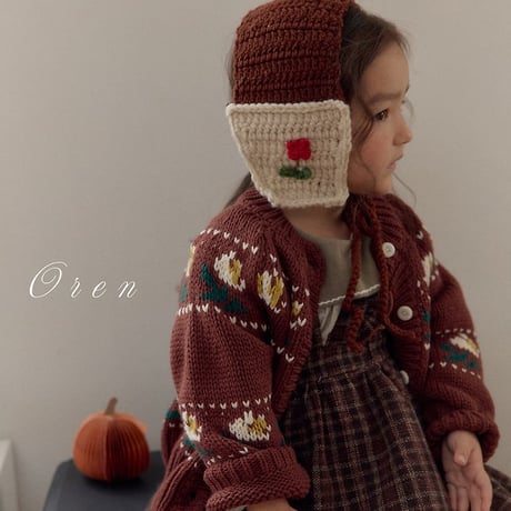 [予約] Belloti Flower Knit Cardigan (Two-Way Wear)/ OREN by Hibyebebe