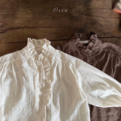 [予約] Leah Frill Blouse/ OREN by Hibyebebe