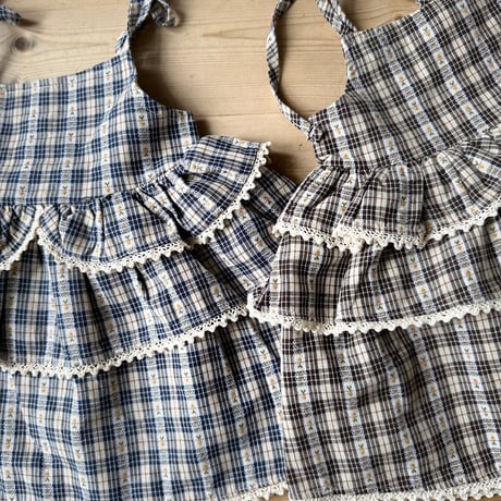 [予約] Checked Tiered Dress/ marron