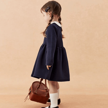 [予約] Navy Ribbon Collar Dress