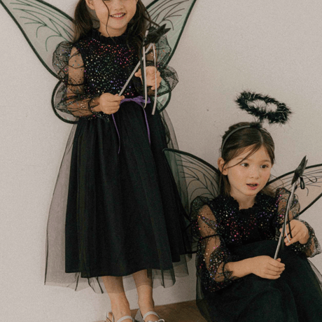 [予約] Little Angel Dress& Headband set (Black)/ Mini Recipe