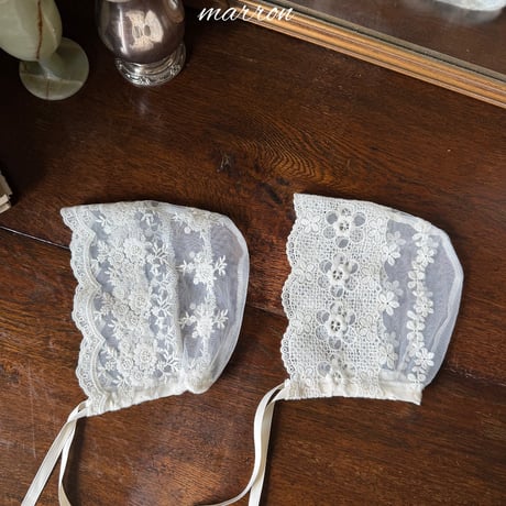 [予約] Lace bonnet/ marron