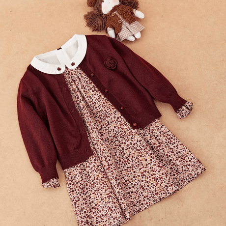 [予約] Vintage Berry Floral Dress