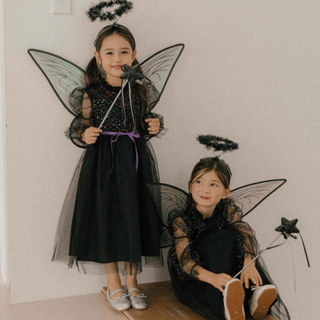 [予約] Little Angel Dress& Headband set (Black)/ Mini Recipe