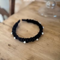 [予約] Velvet Pearl Headband/ marron