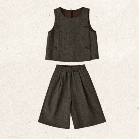 [予約] London Herringbone Vest & Culotte Set