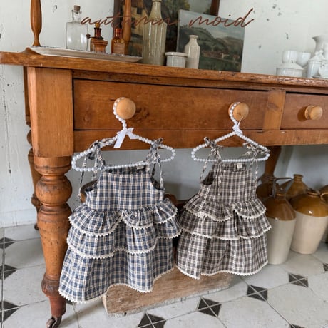 [予約] Checked Tiered Dress/ marron