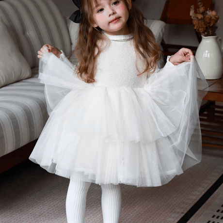 [予約] Alabaster Tiered Tulle Dress