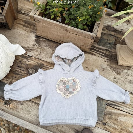 [予約] Heart knit hoodie/ marron
