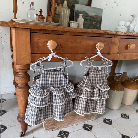 [予約] Checked Tiered Dress/ marron