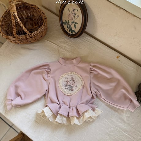 [予約] Rose Frill T-shirt/ marron