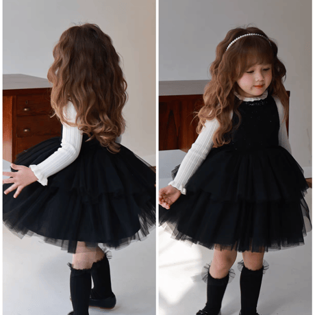 [予約] Onyx Tiered Tulle Dress