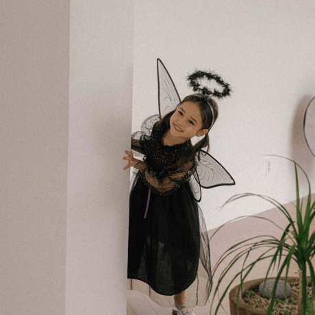 [予約] Little Angel Dress& Headband set (Black)/ Mini Recipe
