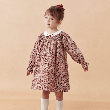 [予約] Vintage Berry Floral Dress