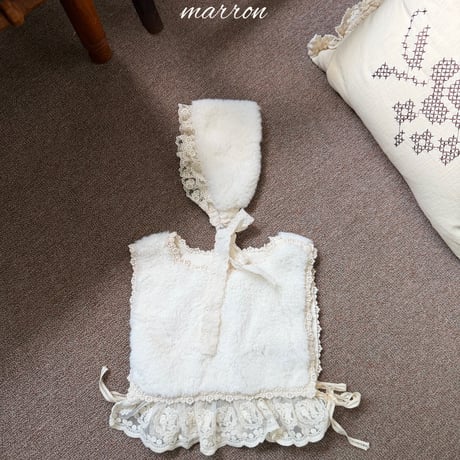 [予約] Lace-fur headband/ marron