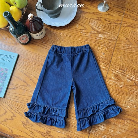[予約] Denim Ruffle Pants/ marron