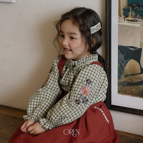 [予約] Manon Check Blouse/ OREN by Hibyebebe