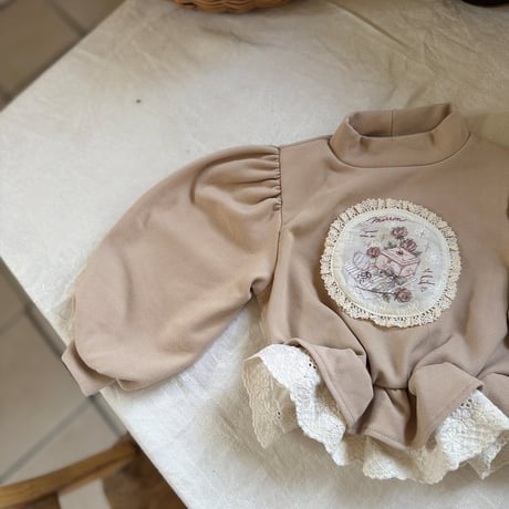 [予約] Rose Frill T-shirt/ marron