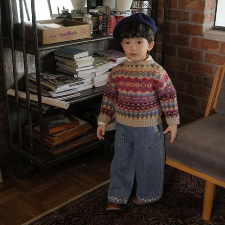 [予約] Maple Embroidery Denim Pants/ OREN by Hibyebebe